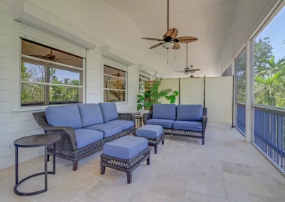 Flamingo Harbor screened veranda sitting area